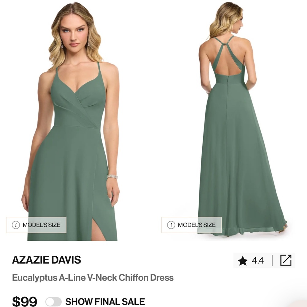 Azazie Davis Dress in Eucalyptus Chiffon